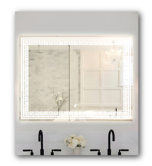 Gương Đèn LED Viền Hoa Văn 